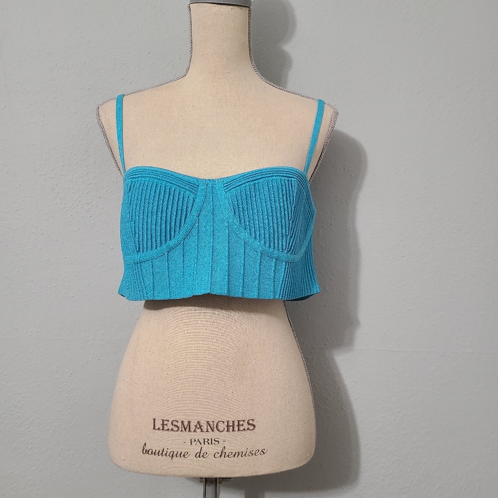 Retrofete Gabi Bandage Top in‎ Aqua Blue Size XL